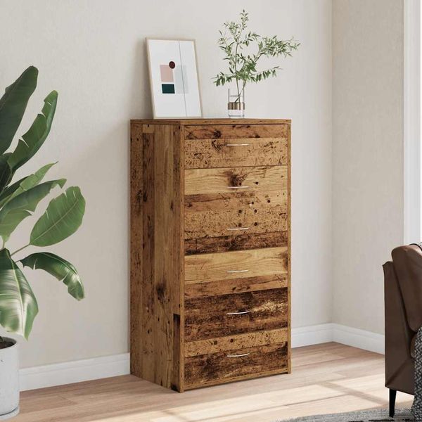Vidaxl Credenza Con 6 Cassetti, Effetto Legno Antico 50X34X96 Cm-image