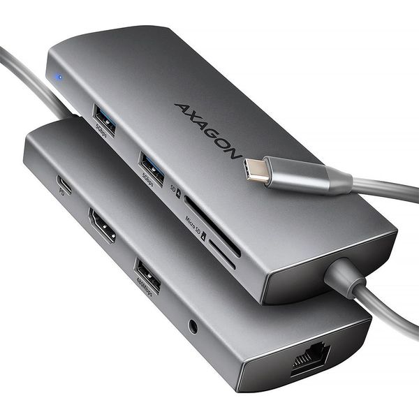 Axagon Axagon HMC-8HLSA Dock/Replicatore Di Porte Per Computer Portatili Usb 3.2 Gen 1 (3.1 Gen 1) Cablato Type-C Grigio-image