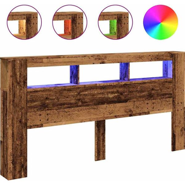 Testata Led In Legno Di Recupero 200X18,5X103,5 Cm Materiale A Base Di Legno-image