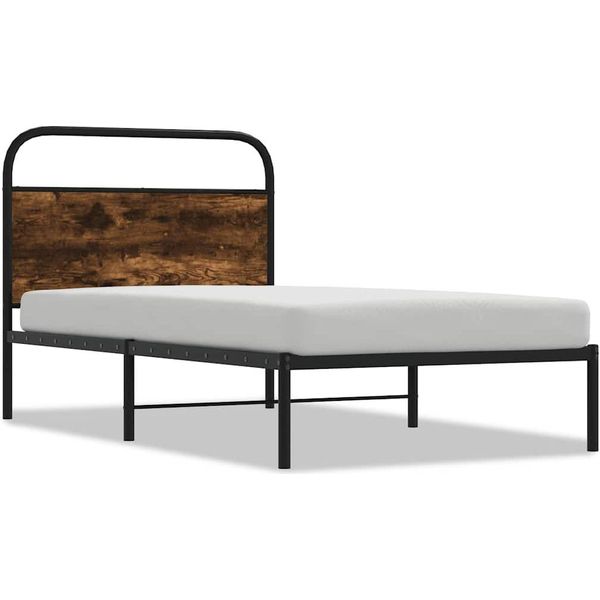 Vidaxl Struttura Letto Senza Materasso 107X203 Cm Rovere Fumé Materiale A Base Di Legno-image