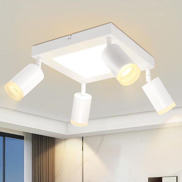 Zmh Led Soffitto 4 Fiamme Soffitto Spot GU10 Camera Da Letto Lampada 3000K Bianco Cucina Lampada 20W Soffitto Faretto Orientabile Per Soggiorno Cucina Camera Da Letto-image