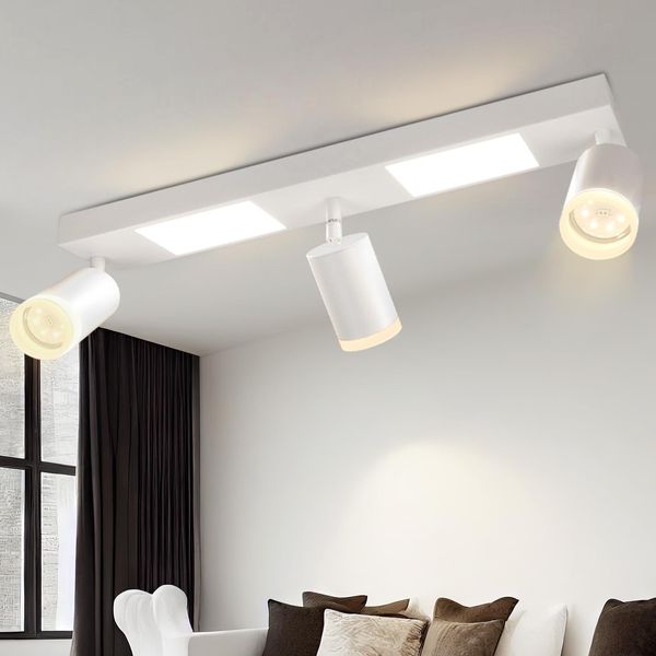 Zmh Plafoniera Led Soffitto Spot 3 Fiamme GU10 Camera Da Letto Lampada 3000K Bianco Cucina Lampada 20W Soffitto Faretto Orientabile Corridoio Lampada Metallo Per Cucina Ufficio-image