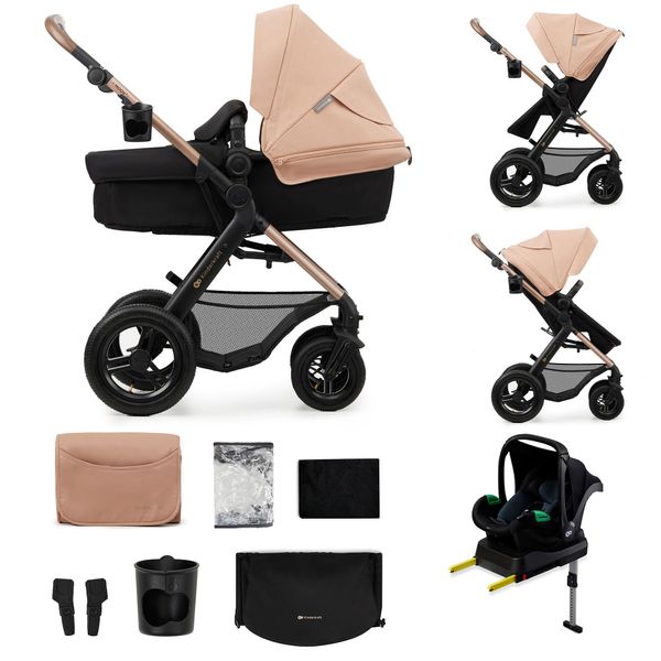 Kinderkraft Moov 2 Air - Passeggino 4 In 1 - Navicella, Passeggino E Mink Pro I-Size - Ruote Gonfiabili - Capottina UPF50+ - Fino A 27 Kg - Beige-image