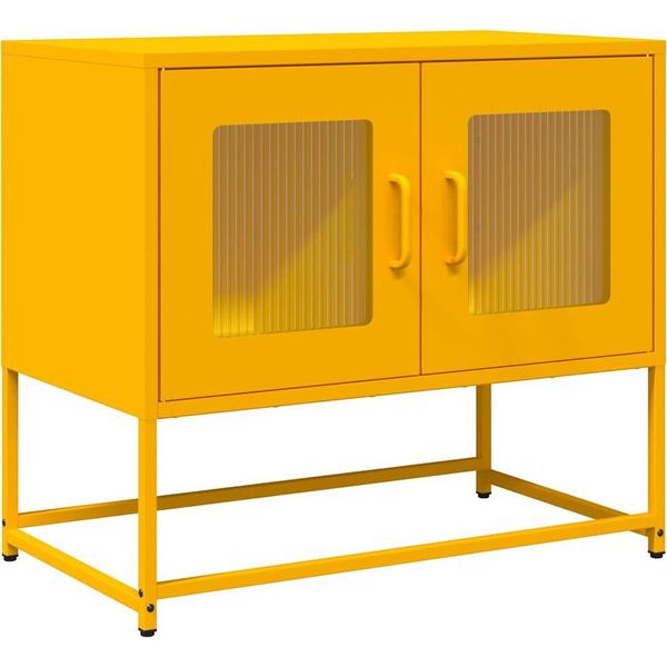 Vidaxl Mobile Tv Giallo Senape 68X39X60,5 Cm Acciaio Laminato A Freddo-image