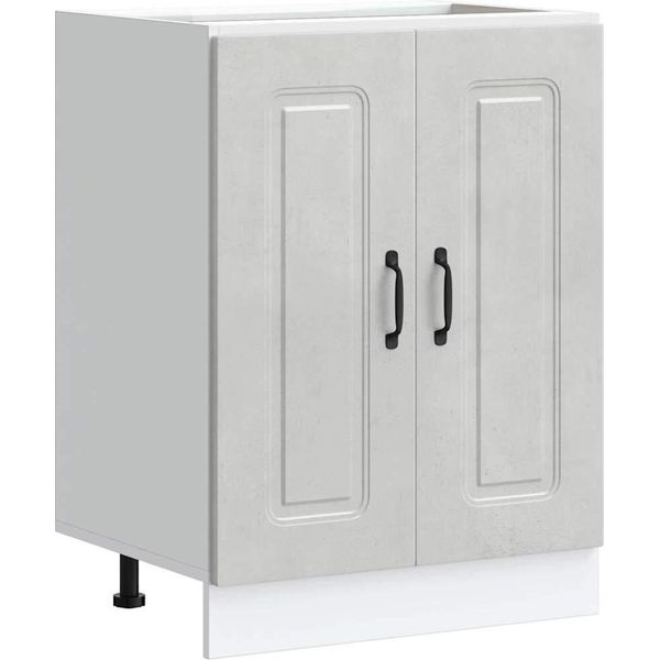 Vidaxl Base Per Lavello Kalmar Cemento Grigio 60X46X81,5 Cm Materiale A Base Di Legno-image