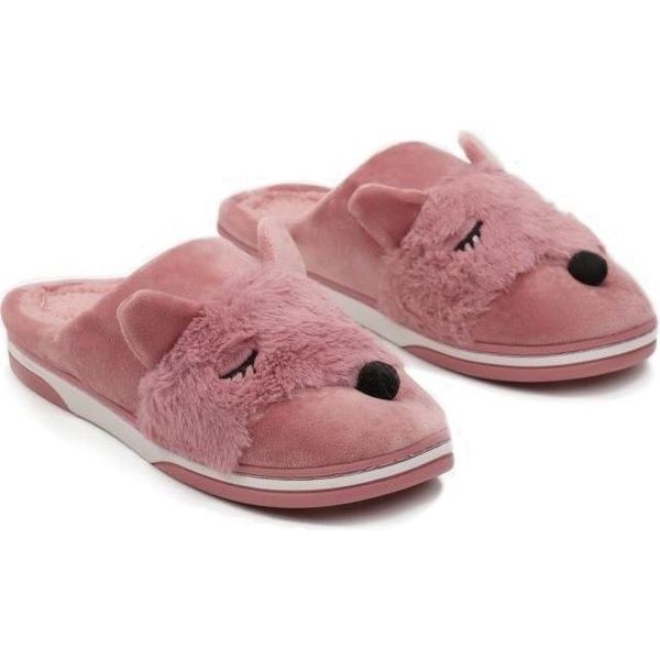 Pantofole Foderate Da Donna Peluche Modello Volpe Pantofole Isolate Volpe Rosa Taglia 38/39-image