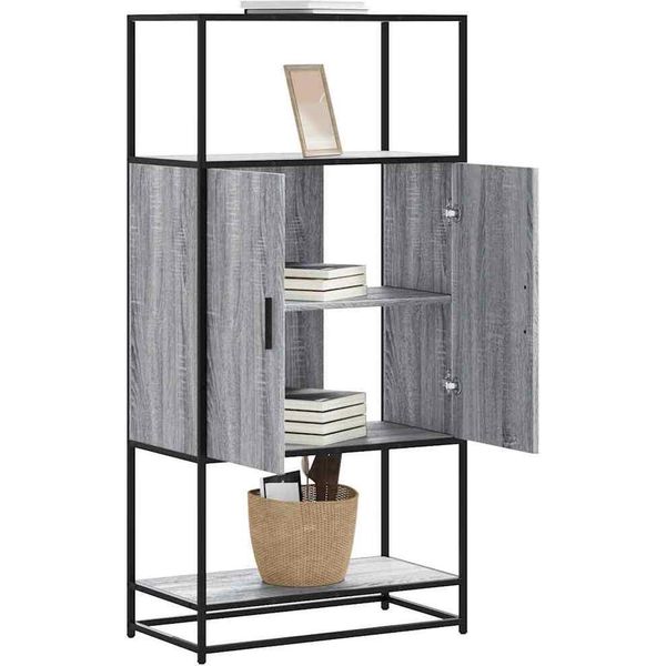 Best MöBel Vetrinetta Credenza Grigio Sonoma 68X35X139 Cm Materiale A Base Di Legno E Metallo - Cassettiere CL1327636 1Pacco-image