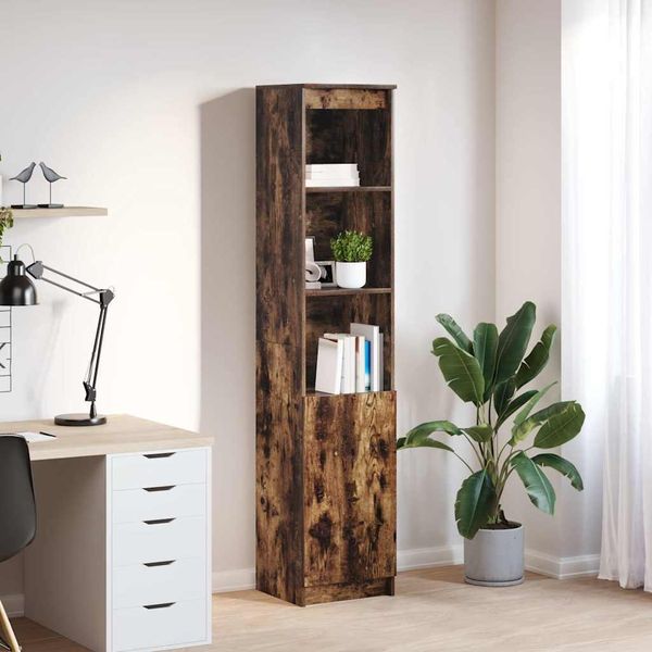 Vidaxl Credenza Rovere Affumicato 37,5X35X180 Cm Materiale A Base Di Legno-image