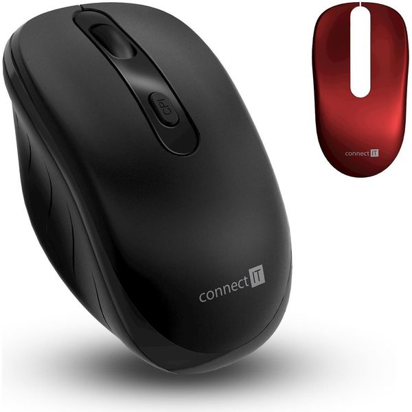 Connect It Mouse Ottico Silenzioso Senza Fili Di Lunga Durata, (+ 2X Batterie Aa In Omaggio), Copertura Nera Sostituibile, Nero-image