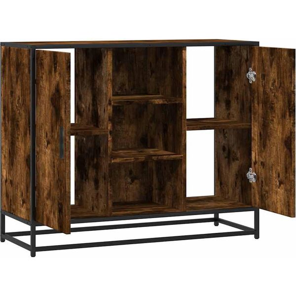 Vidaxl Credenza Rovere Affumicato 92X35X76 Cm Materiale A Base Di Legno-image