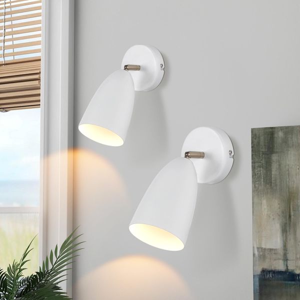 Zmh Lampada Da Parete Per Interni GU10 2Pcs Lampada Da Camera Da Letto Moderno Bianco Corridoio Parete Faretto Orientabile Metallo Cucina Lampada Senza Lampadina-image