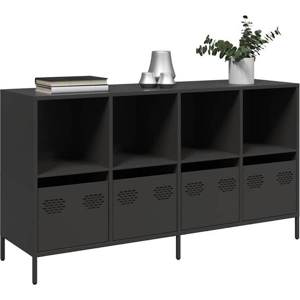Maison Exclusive - Credenza Nera 135X39X73,5 Cm In Acciaio Laminato A Freddo-image