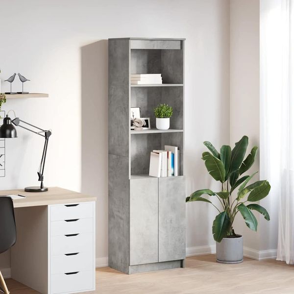 Vidaxl Credenza Grigio Cemento 50X35X180 Cm Materiale A Base Di Legno-image