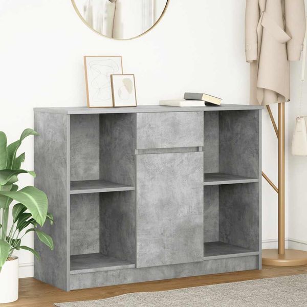 Vidaxl Credenza Con Cassetto Grigio Cemento 101X35X76 Cm Materiale A Base Di Legno-image