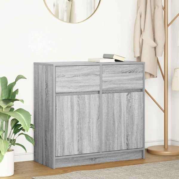 Vidaxl Credenza Con Cassetto Grey Sonoma 80X34X76 Cm Materiale In Legno-image