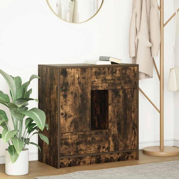 Stabli MöBel Credenza Con Cassetti E Ante In Rovere Fumé 70,5X34X74,5 Cm - Cassettiere CC6955304 1Pacco-image