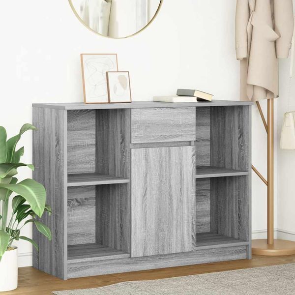 Vidaxl Credenza Con Cassetto Grigio Sonoma 101X35X76 Cm Materiale A Base Di Legno-image