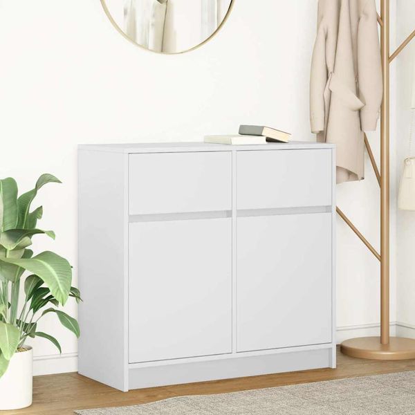 Vidaxl Credenza Con Cassetto Bianco 80X34X76 Cm Materiale A Base Di Legno-image