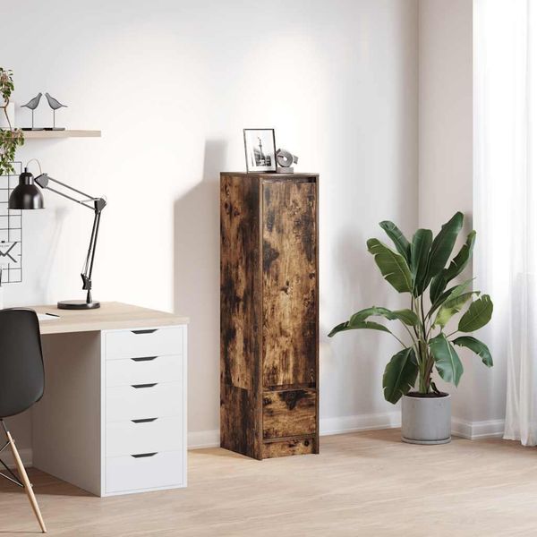 Vetrinetta Durevole A Ripiani Alti In Rovere Fumé 29,5X34X119,5 Cm Materiale A Base Di Legno - Cassettiere Octo4986148 1Pacco-image
