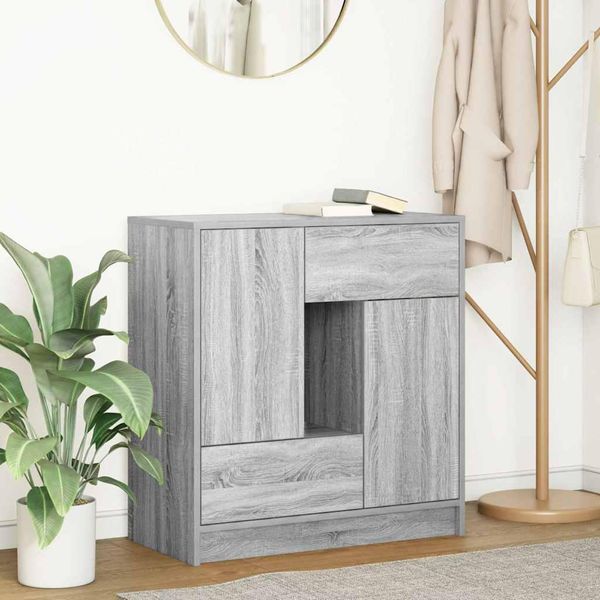 Vidaxl Credenza Con Cassetti E Ante Grey Sonoma 70,5X34X74,5 Cm-image