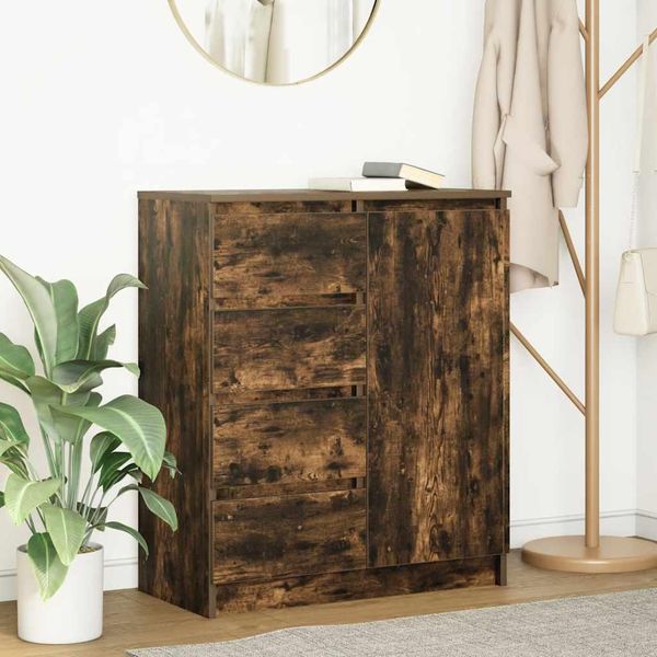 Maison Exclusive - Credenza Con Cassetti Rovere Affumicato 71X35X84 Cm Materiale Ligneo-image