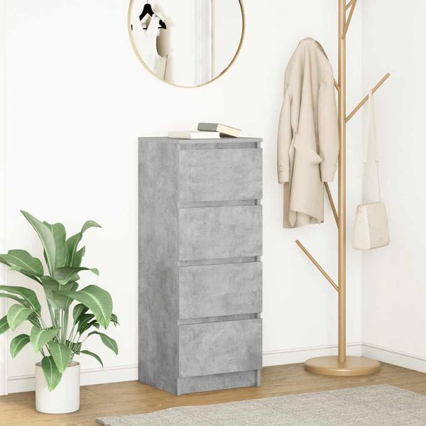 Design New Vetrina Credenza Grigio Concreto 37,5X35X99 Cm Materiale A Base Di Legno - Cassettiere Mobili2025 CHY9774161 1Pacco-image