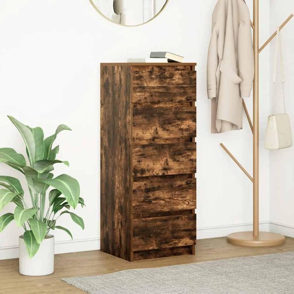 Maison Exclusive - Credenza Con Cassetti In Rovere Affumicato 37,5X35X99 Cm-image