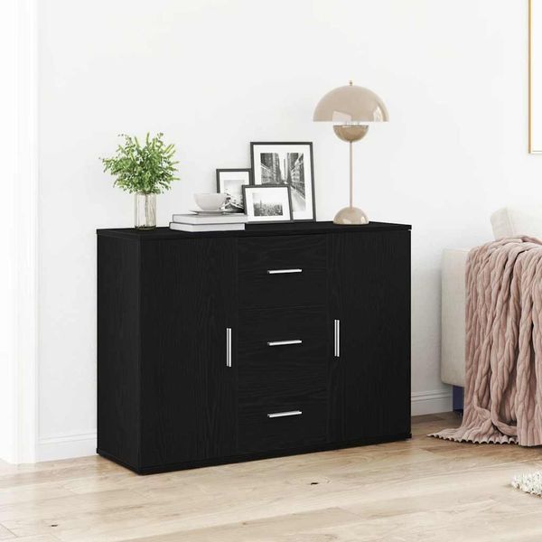 Maison Exclusive - Credenza Effetto Rovere Nero 91X29,5X65 Cm Materiale Ligneo-image