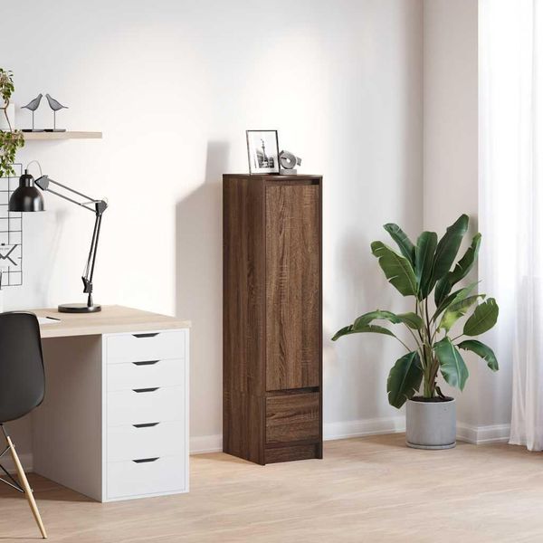 Maison Exclusive - Credenza Alta Effetto Rovere Marrone 29,5X34X119,5 Cm Materiale Ligneo-image