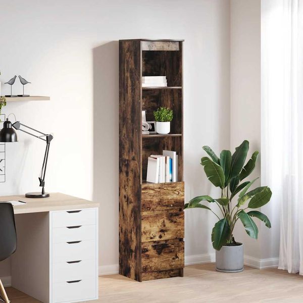 Vidaxl Credenza Rovere Affumicato 37,5X35X180 Cm Materiale A Base Di Legno-image