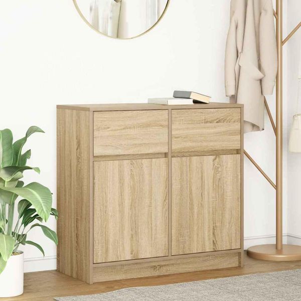 Vidaxl Credenza Con Cassetto Rovere Sonoma 80X34X76 Cm Materiale A Base Di Legno-image