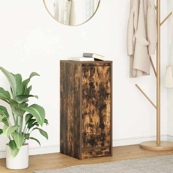 Vidaxl Credenza In Rovere Fumé 29,5X34X76 Cm Materiale A Base Di Legno-image
