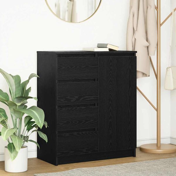 Maison Exclusive - Credenza Con Cassetti Effetto Rovere Nero 71X35X84 Cm-image