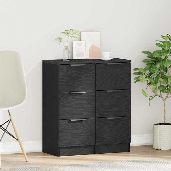 Maison Exclusive - Credenza 2 Pezzi Effetto Rovere Nero 30 X 30 X 70 Cm-image