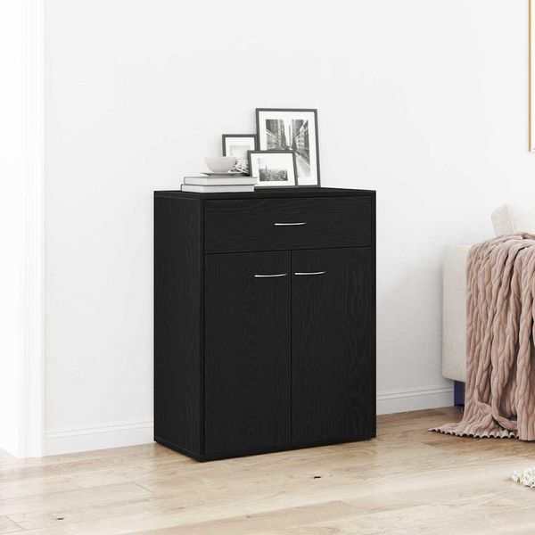 Vidaxl Credenza Con Cassetti Nera 60 X 30 X 75 Cm Materiale A Base Di Legno-image