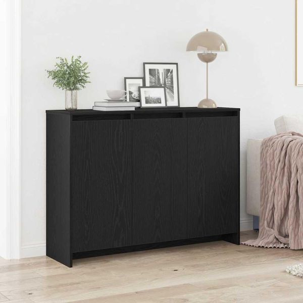 Vidaxl Credenza Nera 102 X 33 X 75 Cm Materiale A Base Di Legno-image