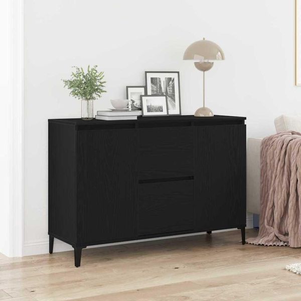 Vidaxl Credenza Look Rovere Nero 104 X 35 X 70 Cm Materiale A Base Di Legno-image