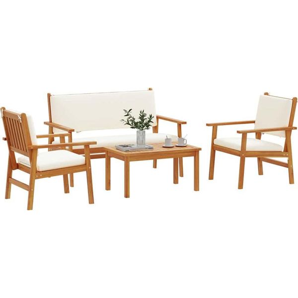 Vidaxl Set Di Divani Da Giardino 4 Pezzi Marrone 75 X 45 X 38 Cm In Legno Massiccio Di Acacia-image