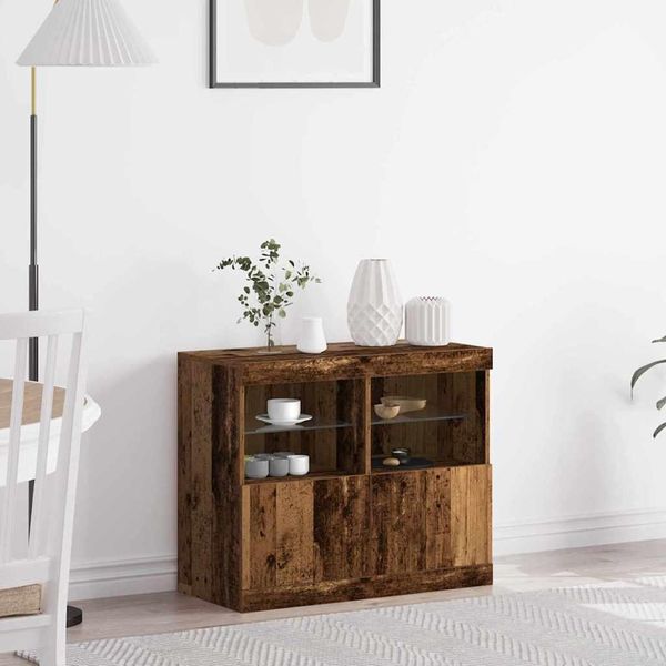Maison Exclusive - Credenza Led Marrone 81 X 37 X 66,5 Cm Materiale Ligneo-image
