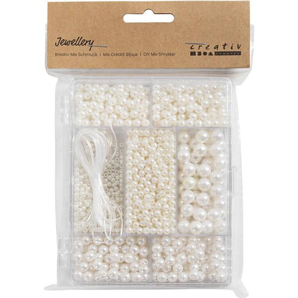 Creativ Company Kit Per La Creazione Di Gioielli - Miscela Di Perle Bianche In Madreperla-image