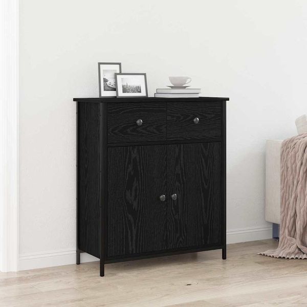Vidaxl Credenza Look Rovere Nero 70 X 30 X 80 Cm Materiale A Base Di Legno-image