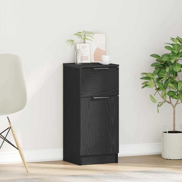 Vidaxl Credenza Look Rovere Nero 30 X 30 X 70 Cm Materiale A Base Di Legno-image