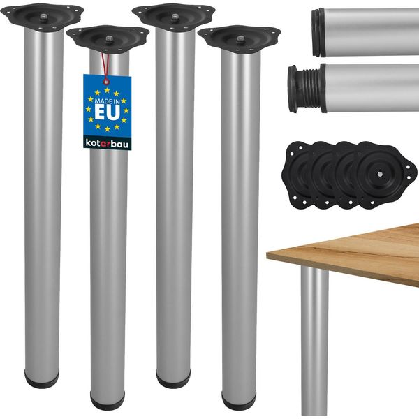 Kotarbau® Set Di 4 Gambe Per Tavolo In Acciaio Alluminio Gamba Per Tavolo 71-74,5 Cm Struttura Per Tavolo Gambe Per Mobili Gambe Per Tavolo Regolabili Gambe Per Tavolo Gambe Per Tavolo Regolabili In Altezza Gambe Per Mobili Gambe Per Mobili Argento-image