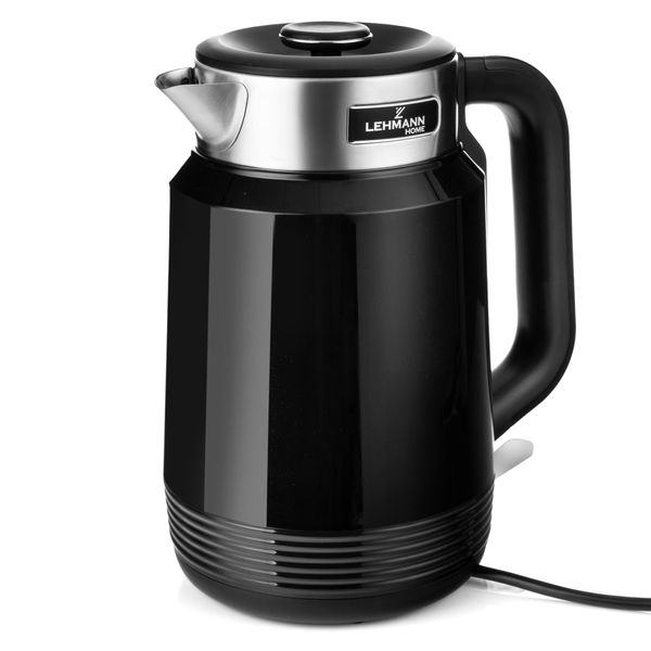 Bollitore Lehmann 2200W 2L, Nero, Acciaio Inox, Base 360°, Senza Bpa, Anti-Surriscaldamento, Senza Fili, Moderno, Sicuro E Silenzioso-image