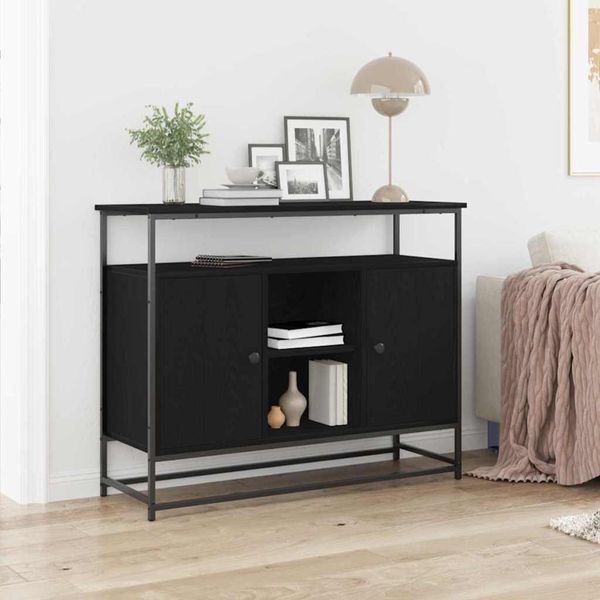 Maison Exclusive - Credenza Effetto Rovere Nero 100 X 35 X 80 Cm Materiale Ligneo-image