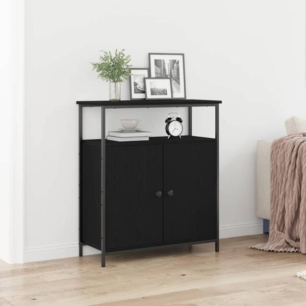 Maison Exclusive - Credenza Effetto Rovere Nero 70 X 30 X 80 Cm Materiale Ligneo-image