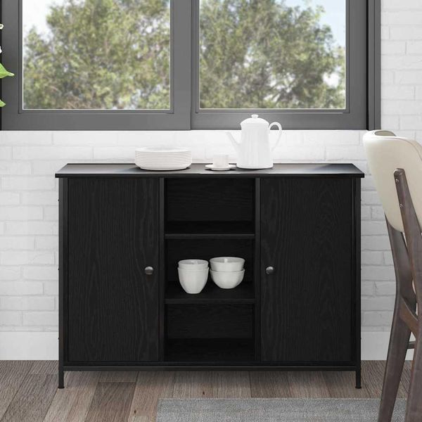 Design New Vetrina Sideboard Black Oak-Look 100 X 35 X 70 Cm Materiale A Base Di Legno - Cassettiere MöBel2025 CHY6255373 1Pacco-image