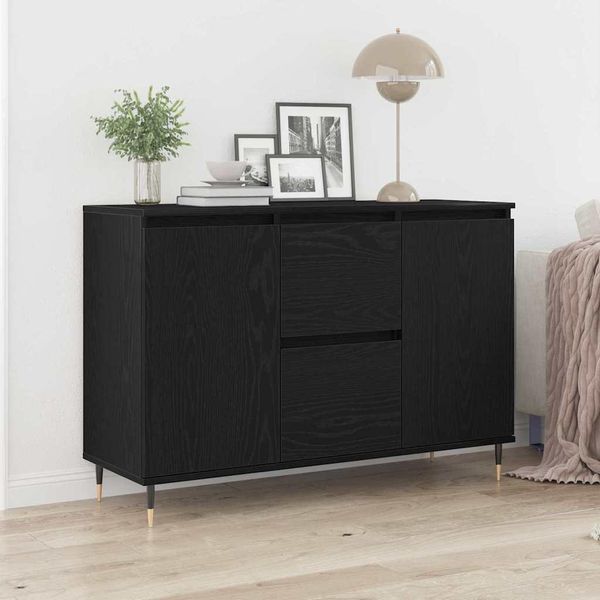 2025 Cloris Vetrina Credenza Rovere Nero 101,5 X 35 X 70 Cm Materiale Legno - Cassettiere Vendita9263158 1Pacco-image