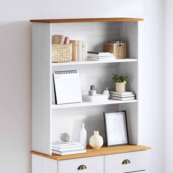 Bei Cloris Vetrina Hutch Askim Bianco 91 X 30 X 104 Cm Pino Massiccio - Cassettiere Nuovo7885134 1Pacco-image