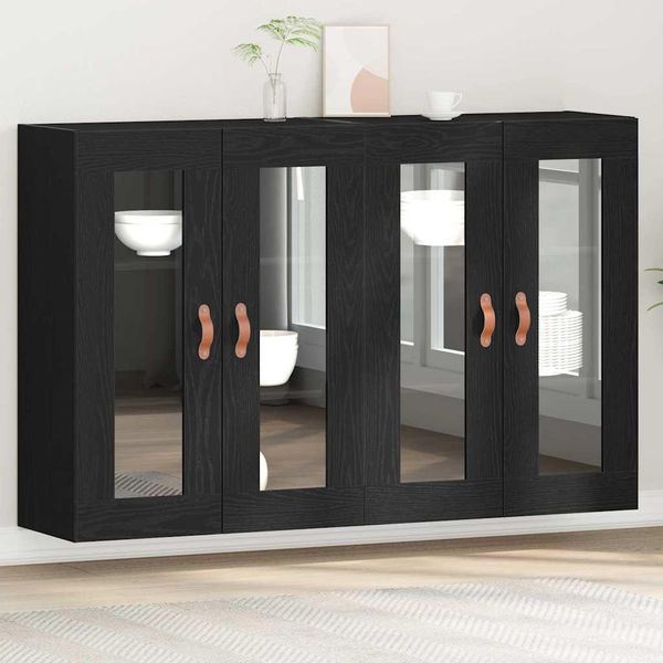Best MöBel Armadio A Muro 2 Pezzi Effetto Rovere Nero 69,5 X 34 X 90 Cm - Cassettiere CL4700827 2Parti-image